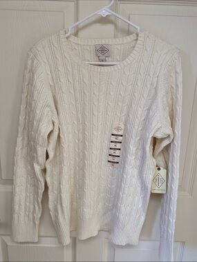 St. John's Bay Cream Cable Knit Crew Neck Sweater